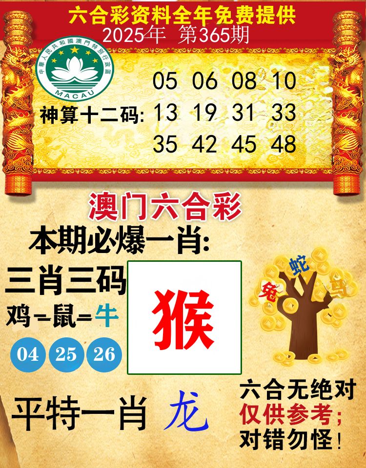 澳门必爆 第365期