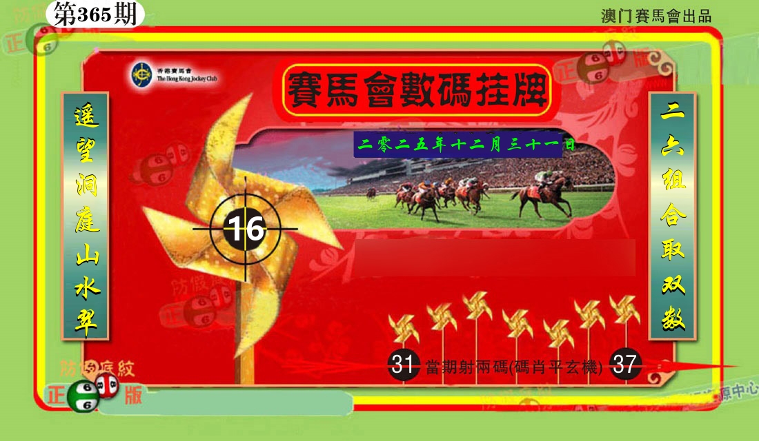 赛马会数码挂牌 第365期