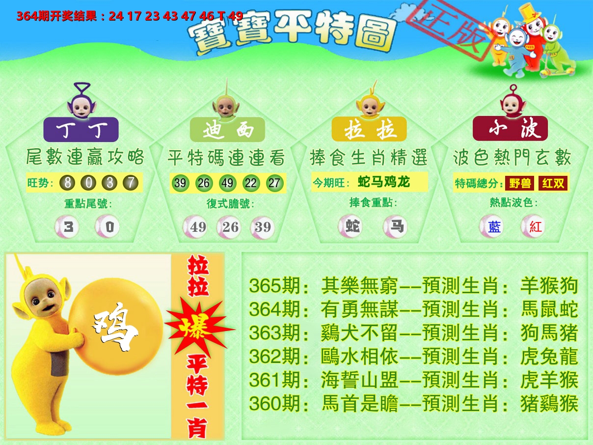 天线宝宝平特图 第365期