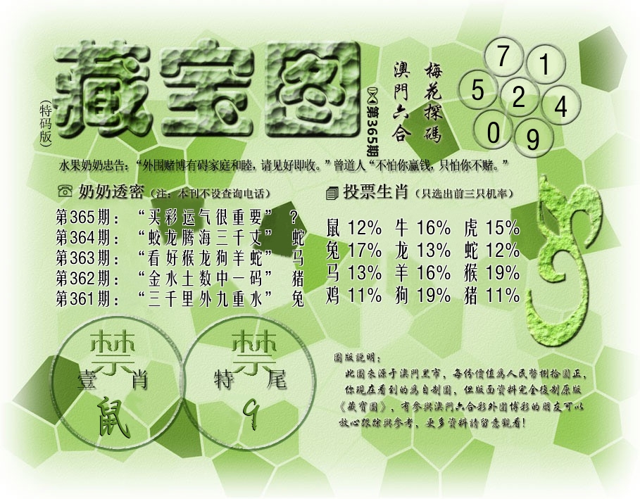 藏宝图特码版 第365期