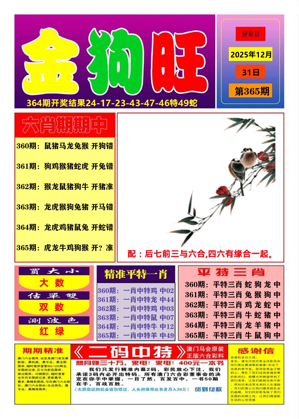 澳门金狗旺A 第365期