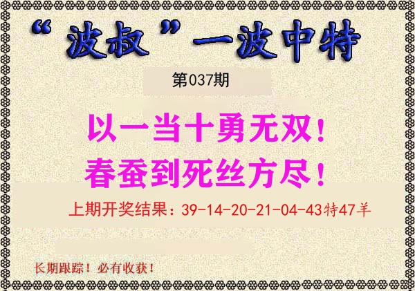 波叔中特 第37期