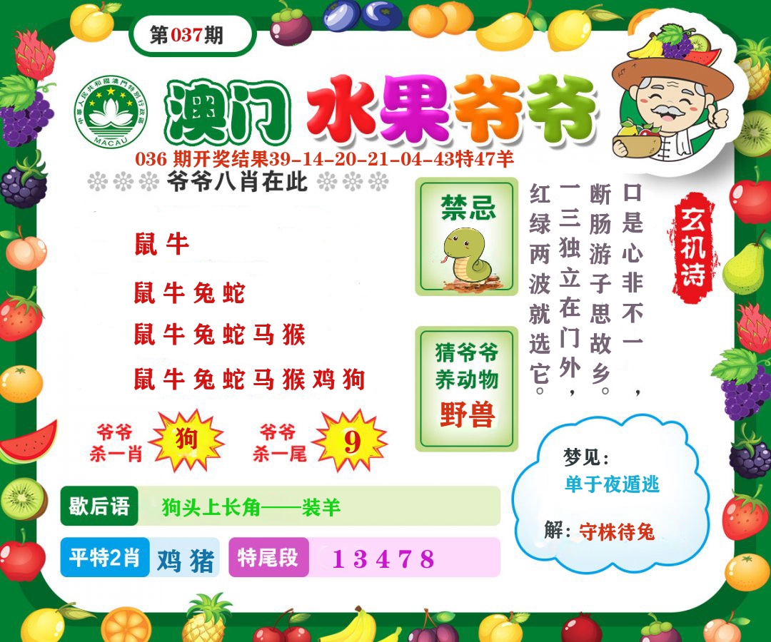 澳门水果爷爷 第37期