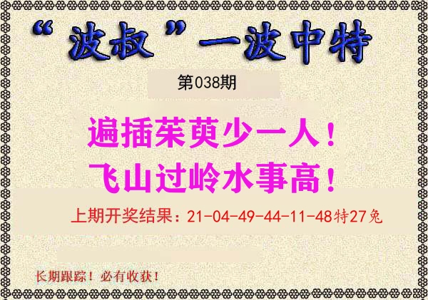 波叔中特 第38期