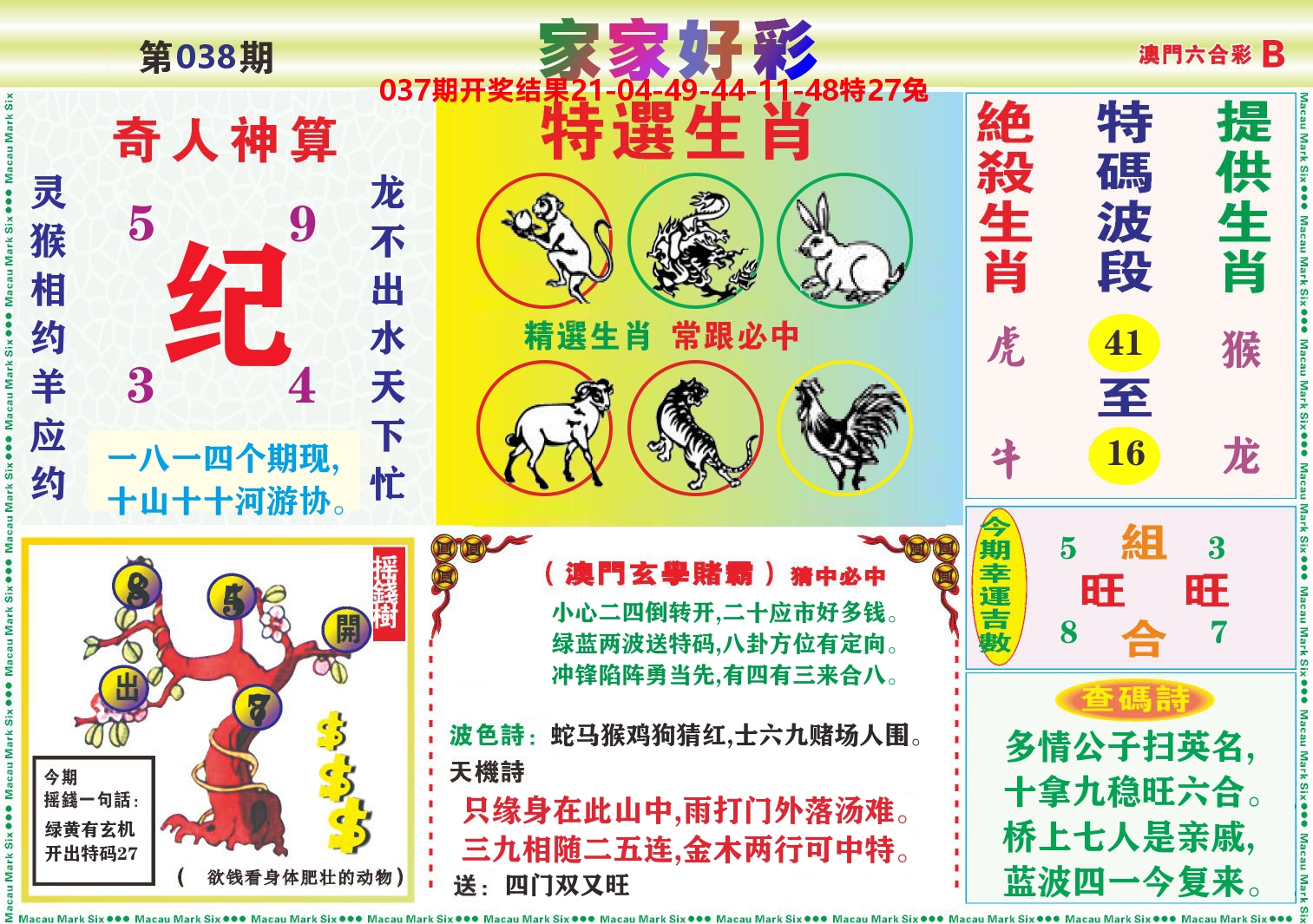 家家好彩B 第38期