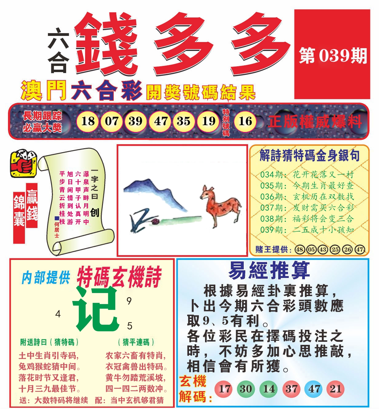 澳门钱多多B 第39期