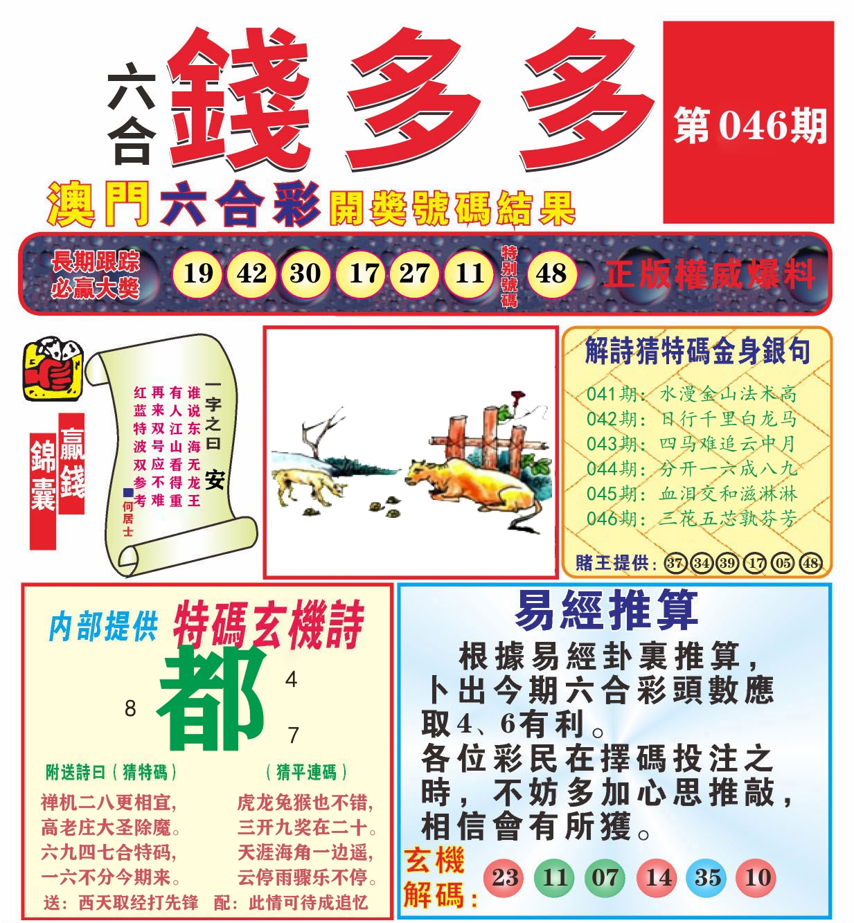 澳门钱多多B 第46期