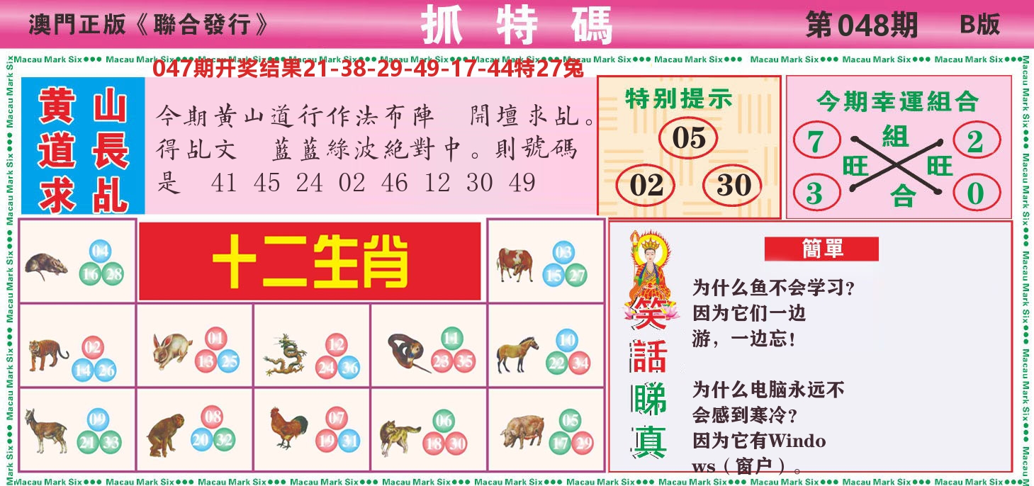 澳门抓特码B 第48期