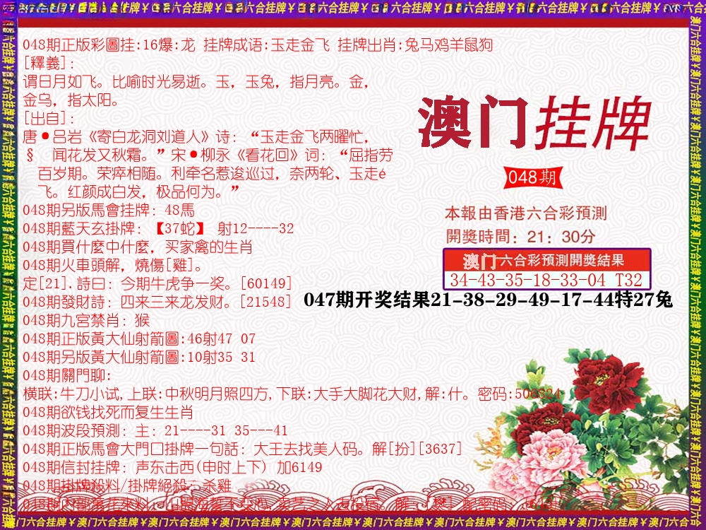 澳门挂牌 第48期