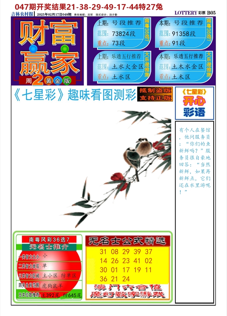 七星彩图A 第48期