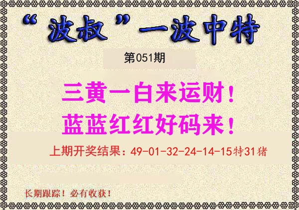 波叔中特 第51期