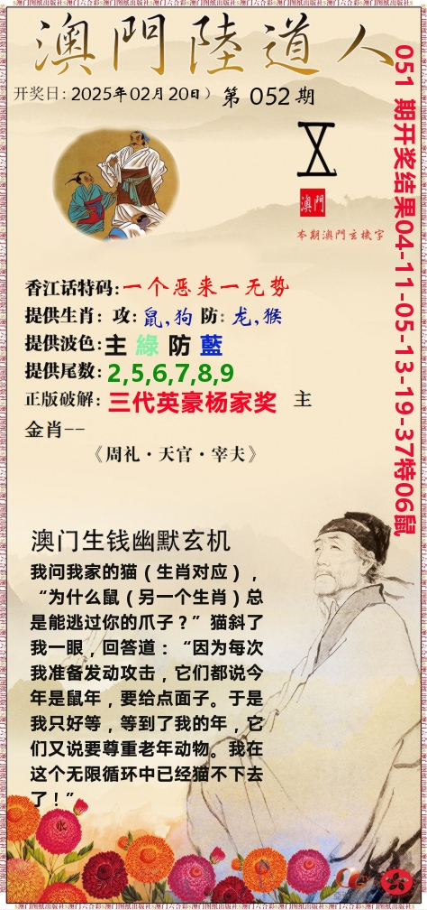 澳门陆道人 第52期