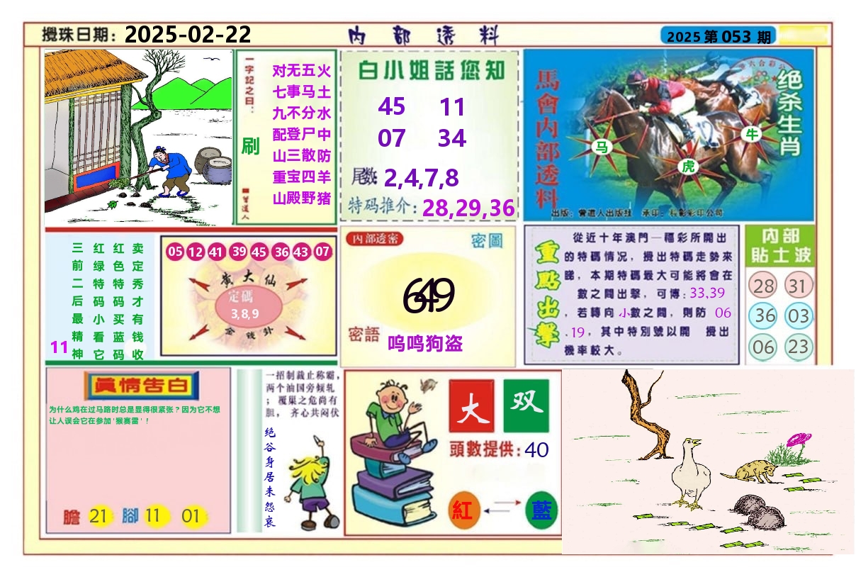 澳门内部透料A 第53期