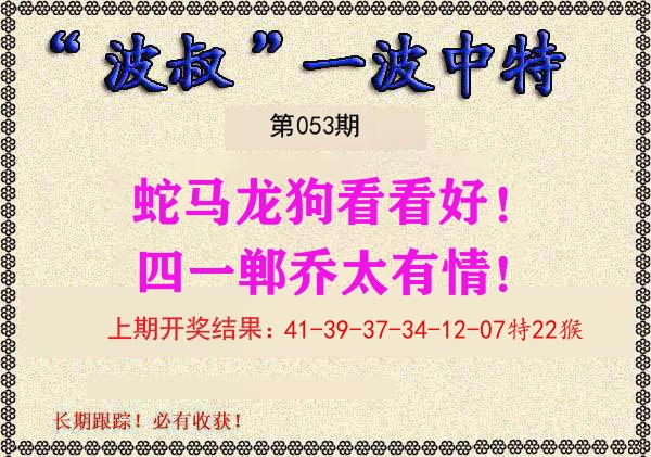 波叔中特 第53期