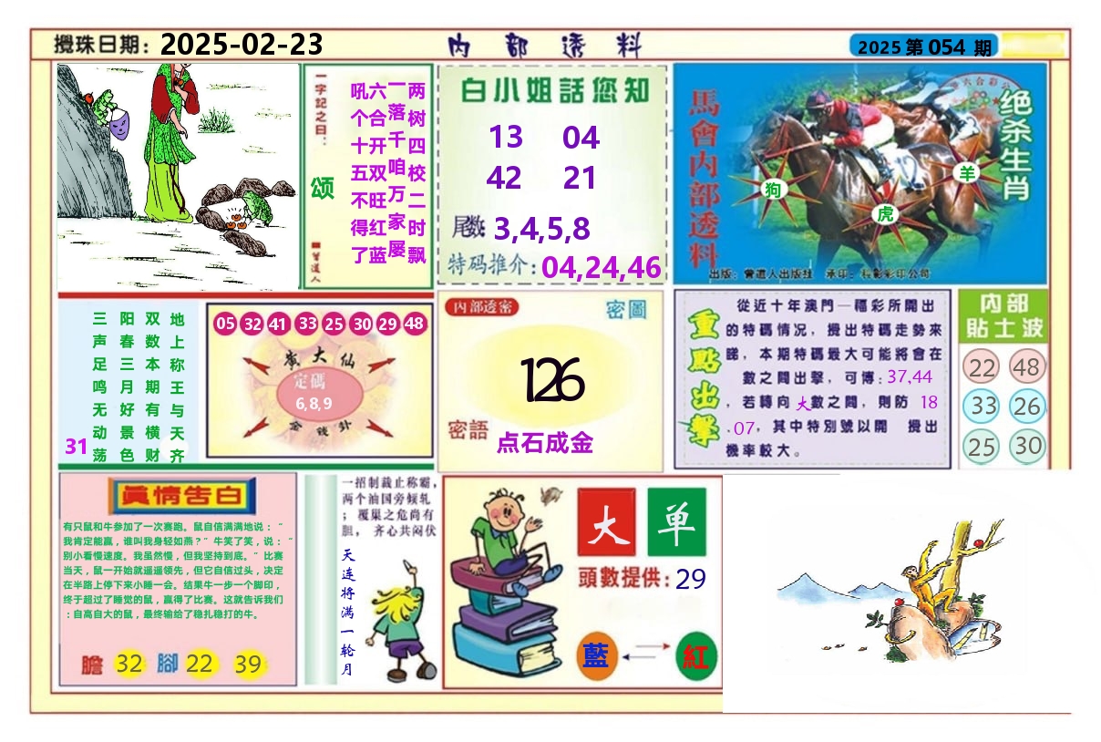 澳门内部透料A 第54期