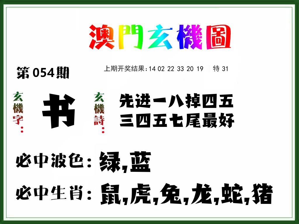 澳门玄机图 第54期