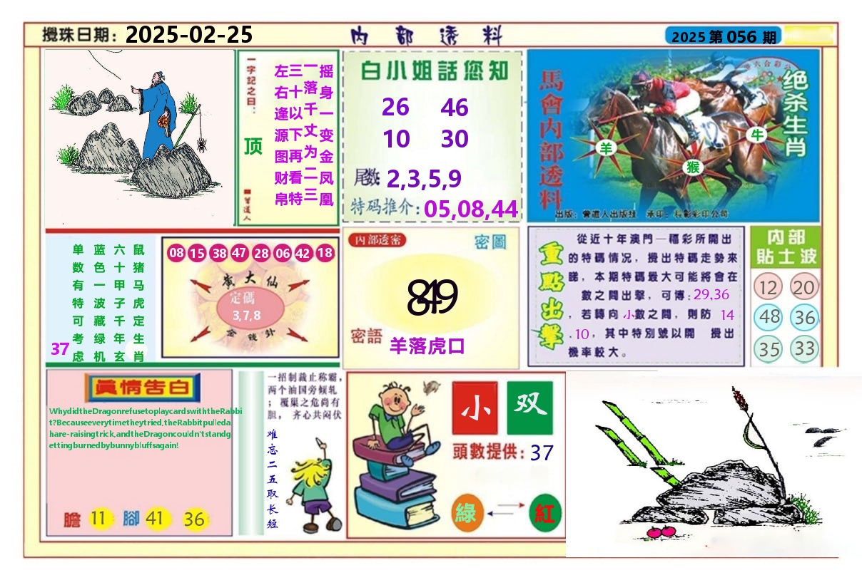 澳门内部透料A 第56期