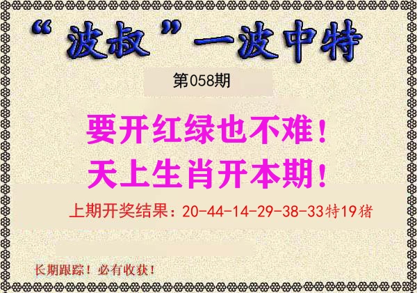 波叔中特 第58期
