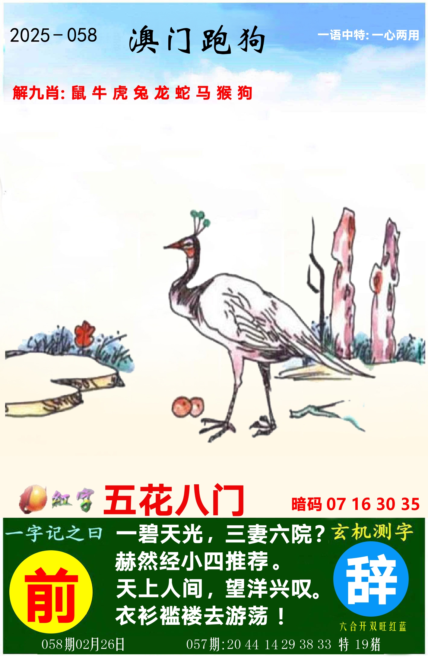 澳门跑狗图 第58期