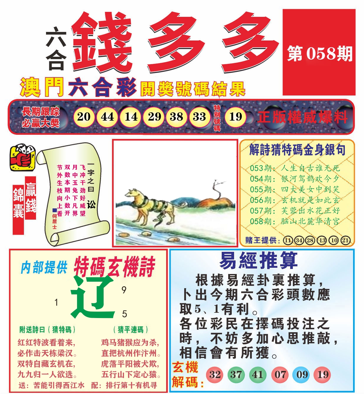 澳门钱多多B 第58期