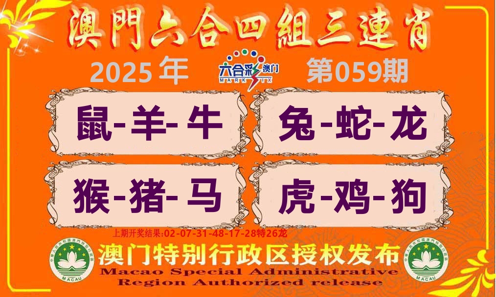 六合三连肖 第59期