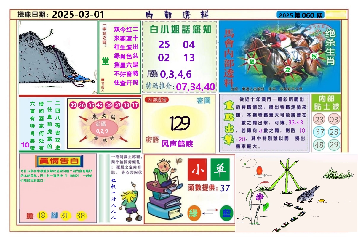 澳门内部透料A 第60期