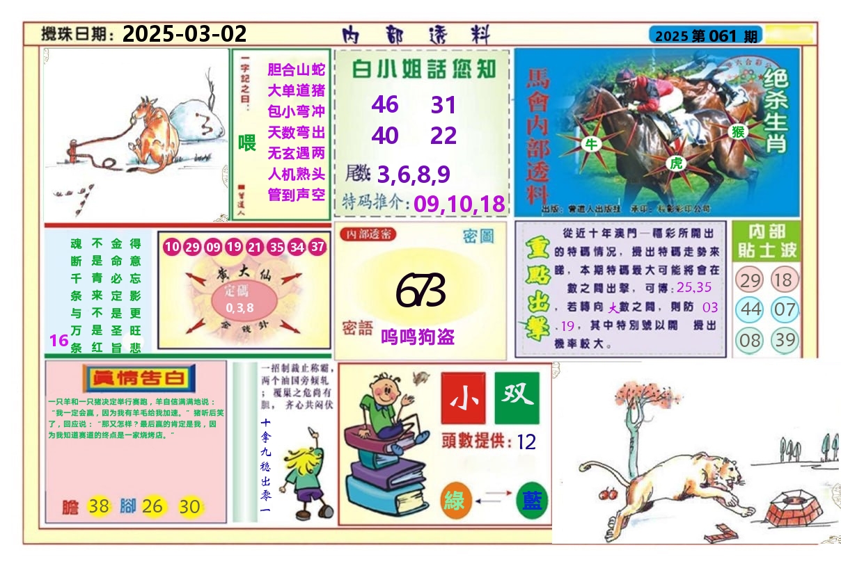 澳门内部透料A 第61期