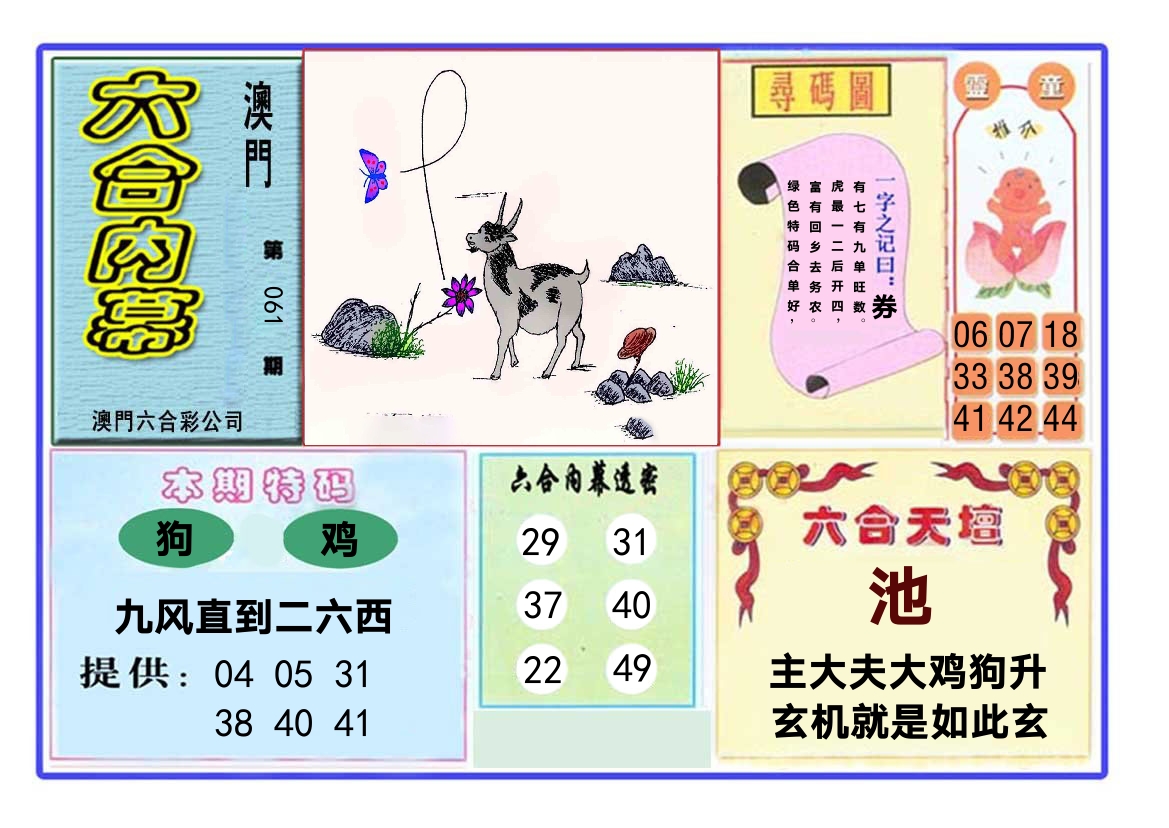 六合内幕 第61期