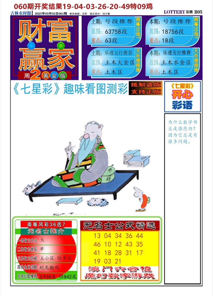 七星彩图A 第61期
