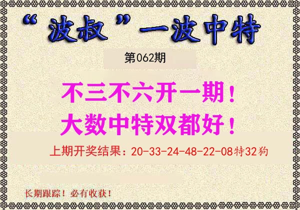 波叔中特 第62期