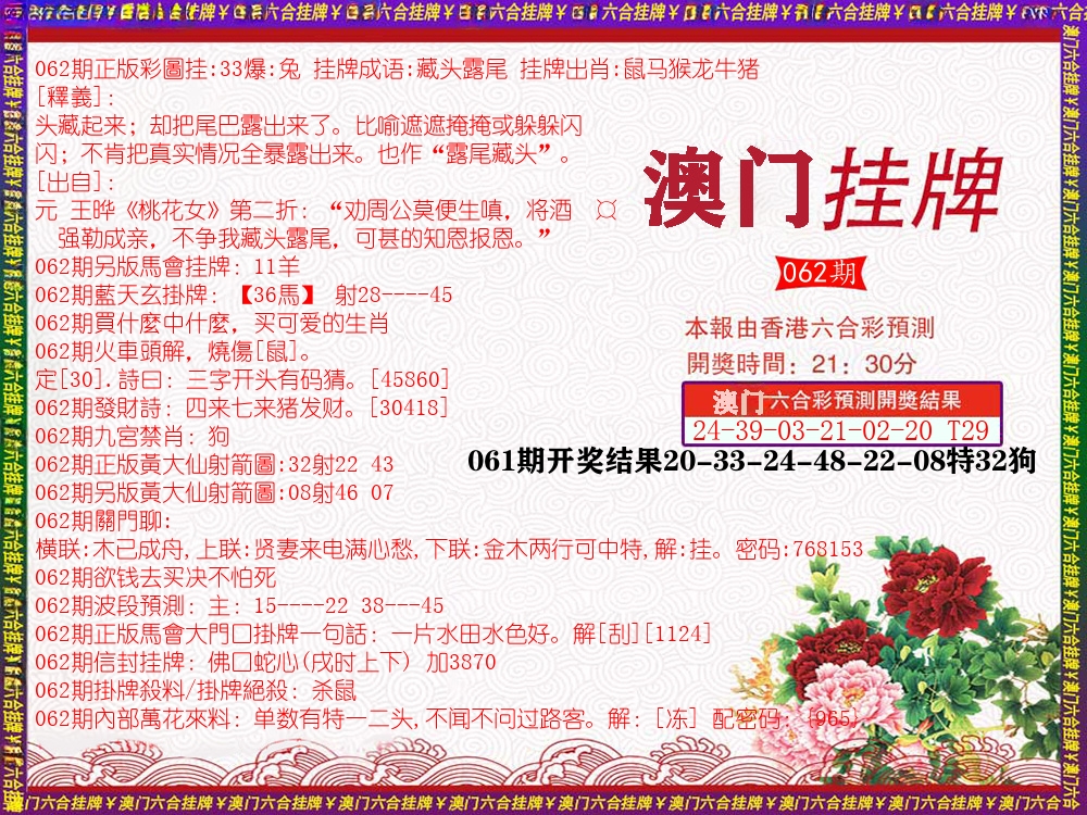 澳门挂牌 第62期