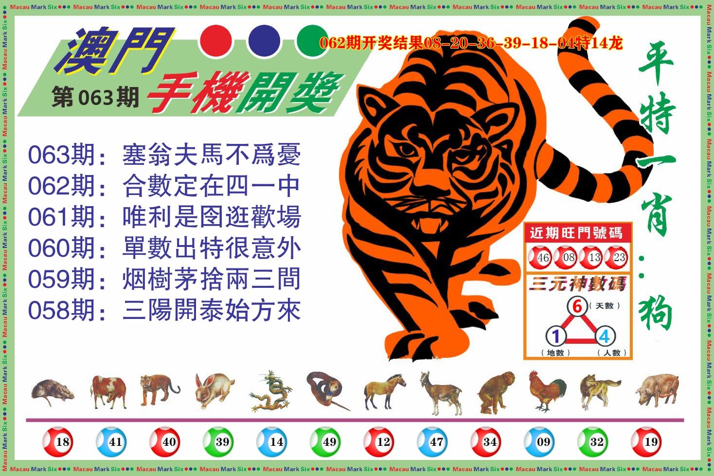 澳门开奖报 第63期