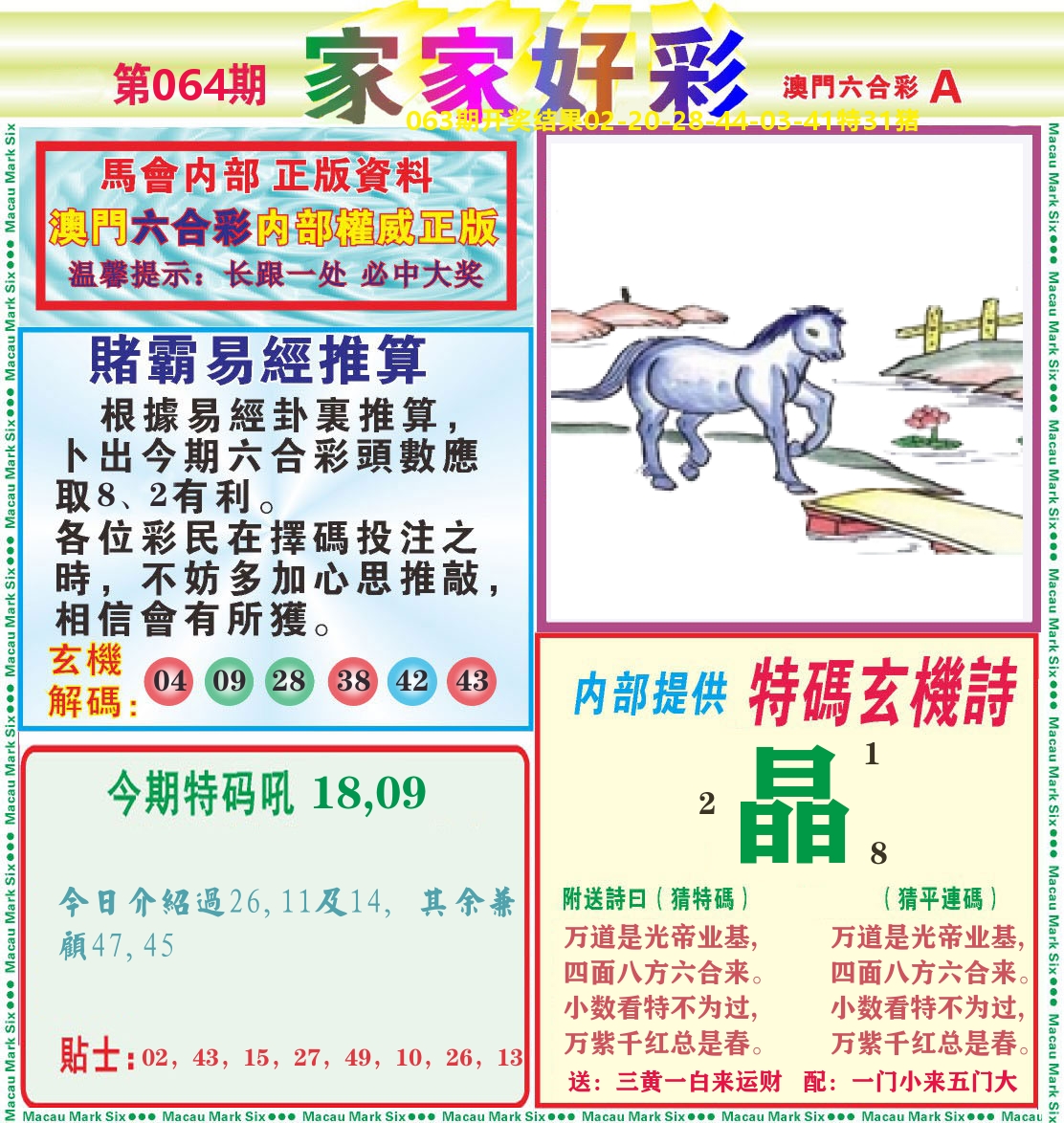 家家好彩A 第64期