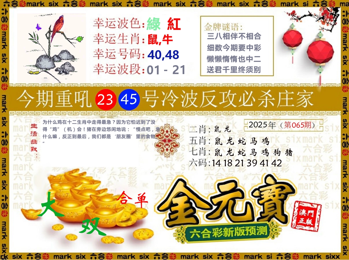 金元宝 第65期