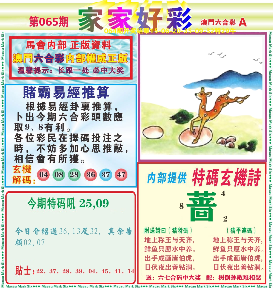 家家好彩A 第65期