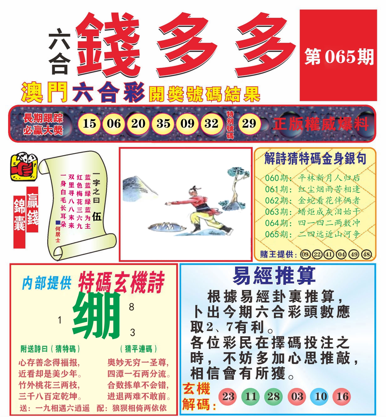 澳门钱多多B 第65期