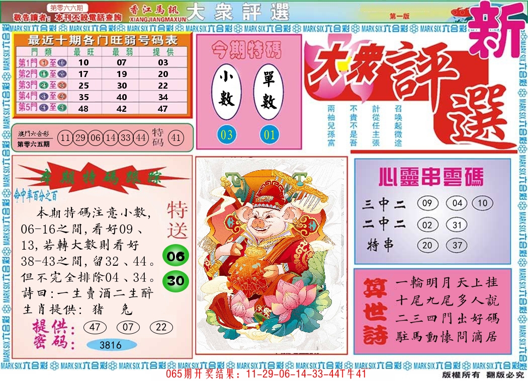澳门大众评选 第66期