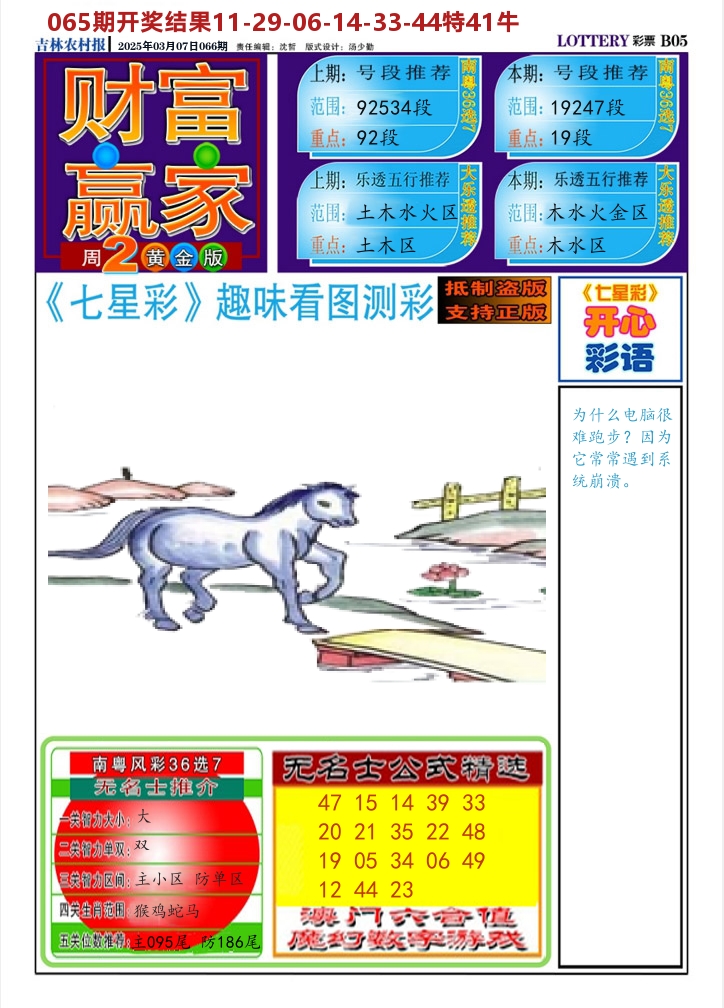 七星彩图A 第66期
