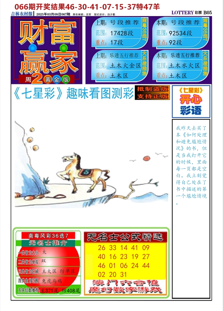 七星彩图A 第67期
