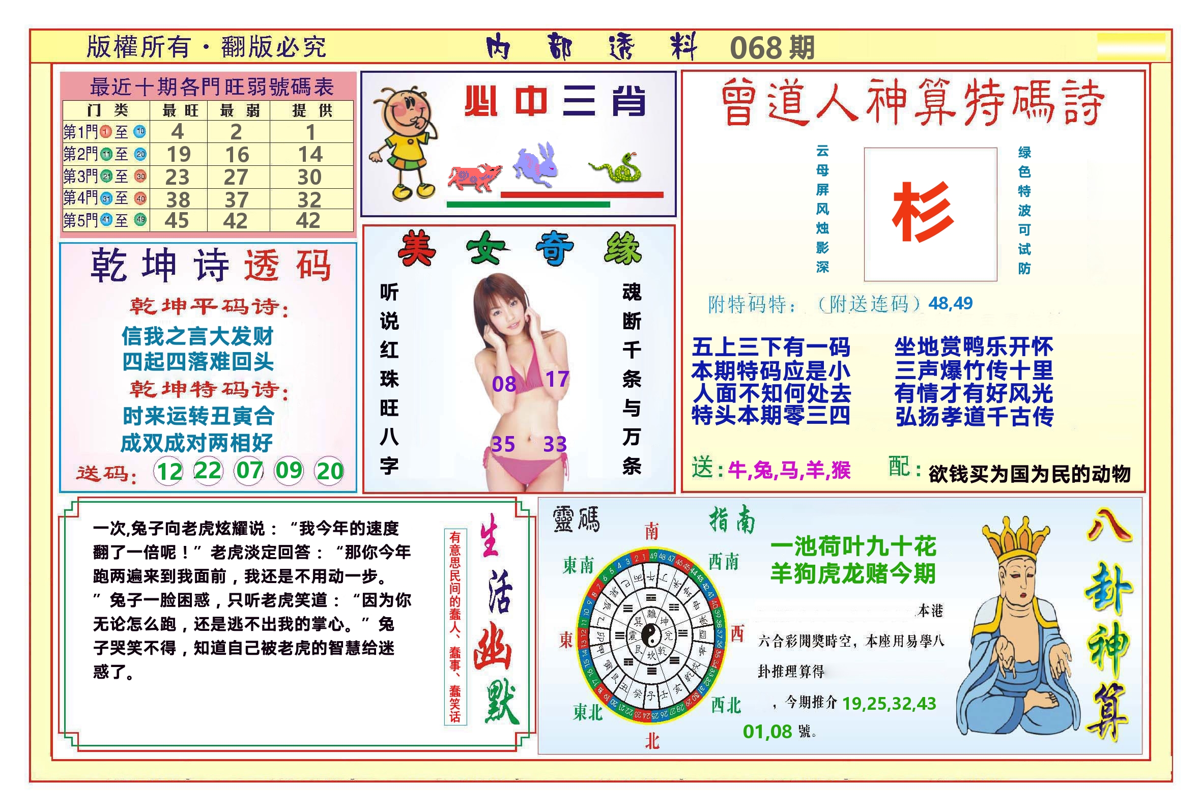 澳门内部透料B 第68期