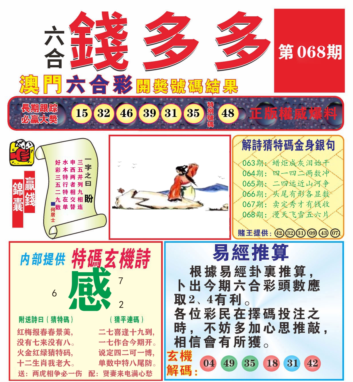 澳门钱多多B 第68期