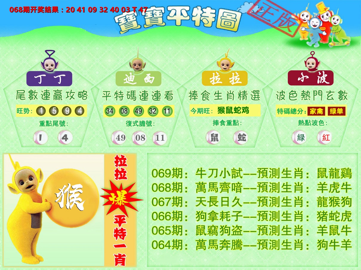 天线宝宝平特图 第69期