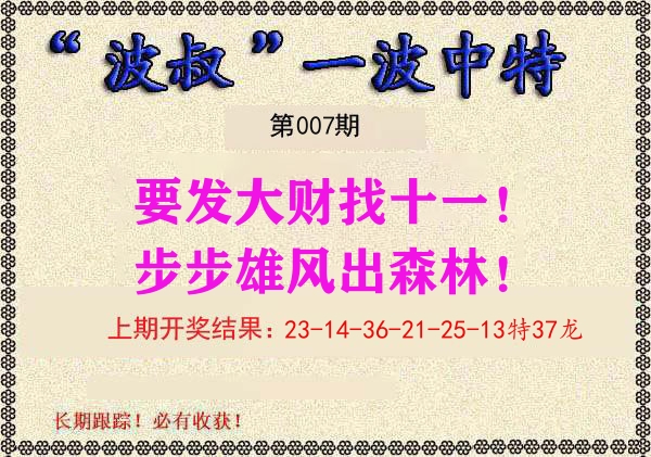 波叔中特 第7期