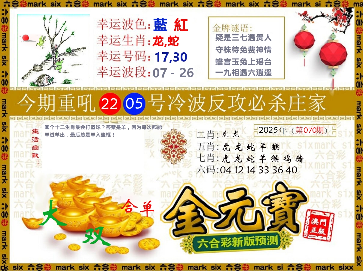 金元宝 第70期
