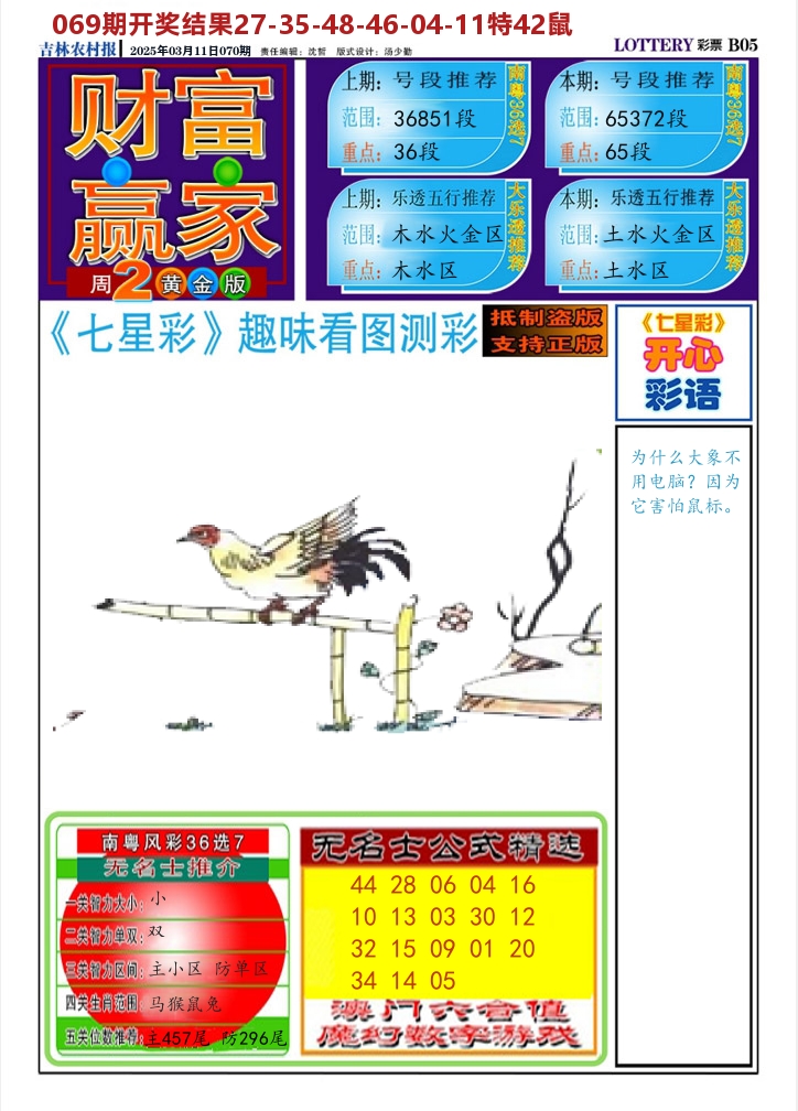 七星彩图A 第70期