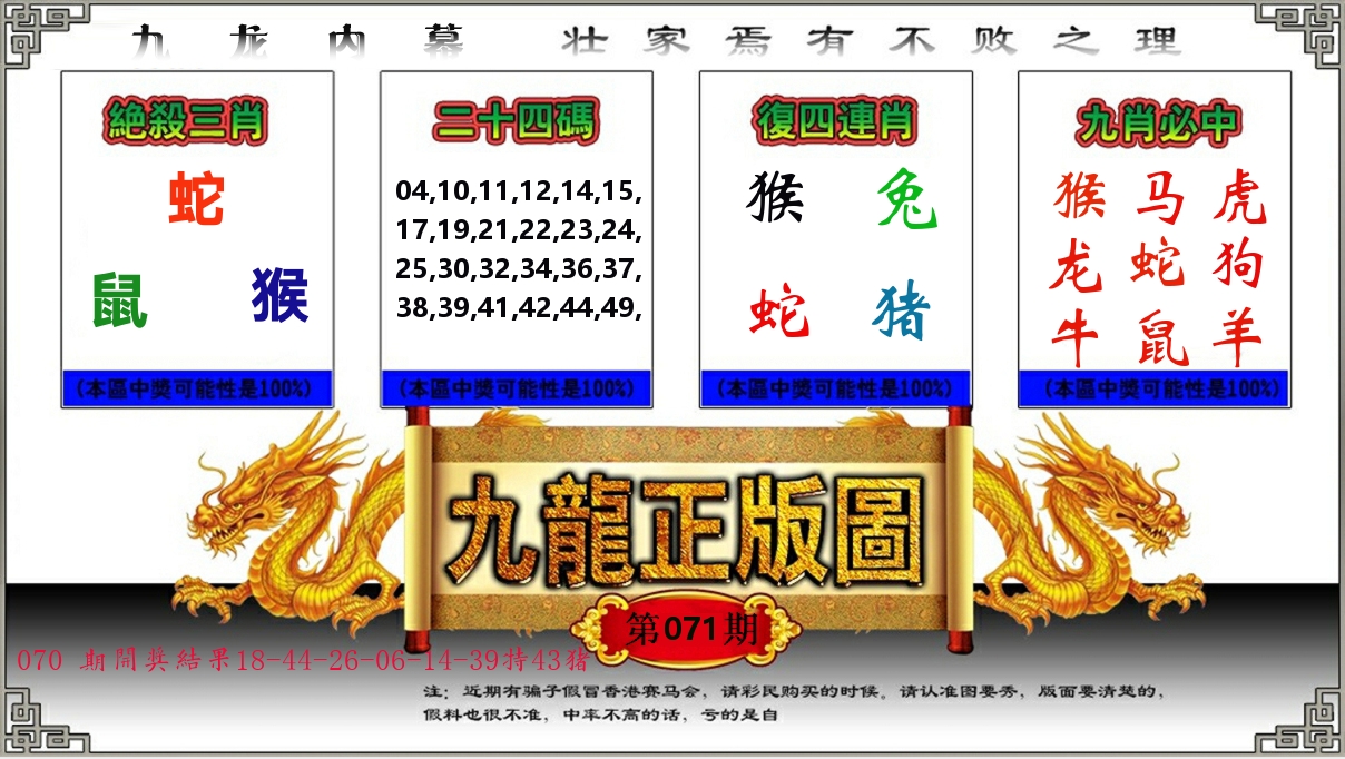 九龙正版图 第71期