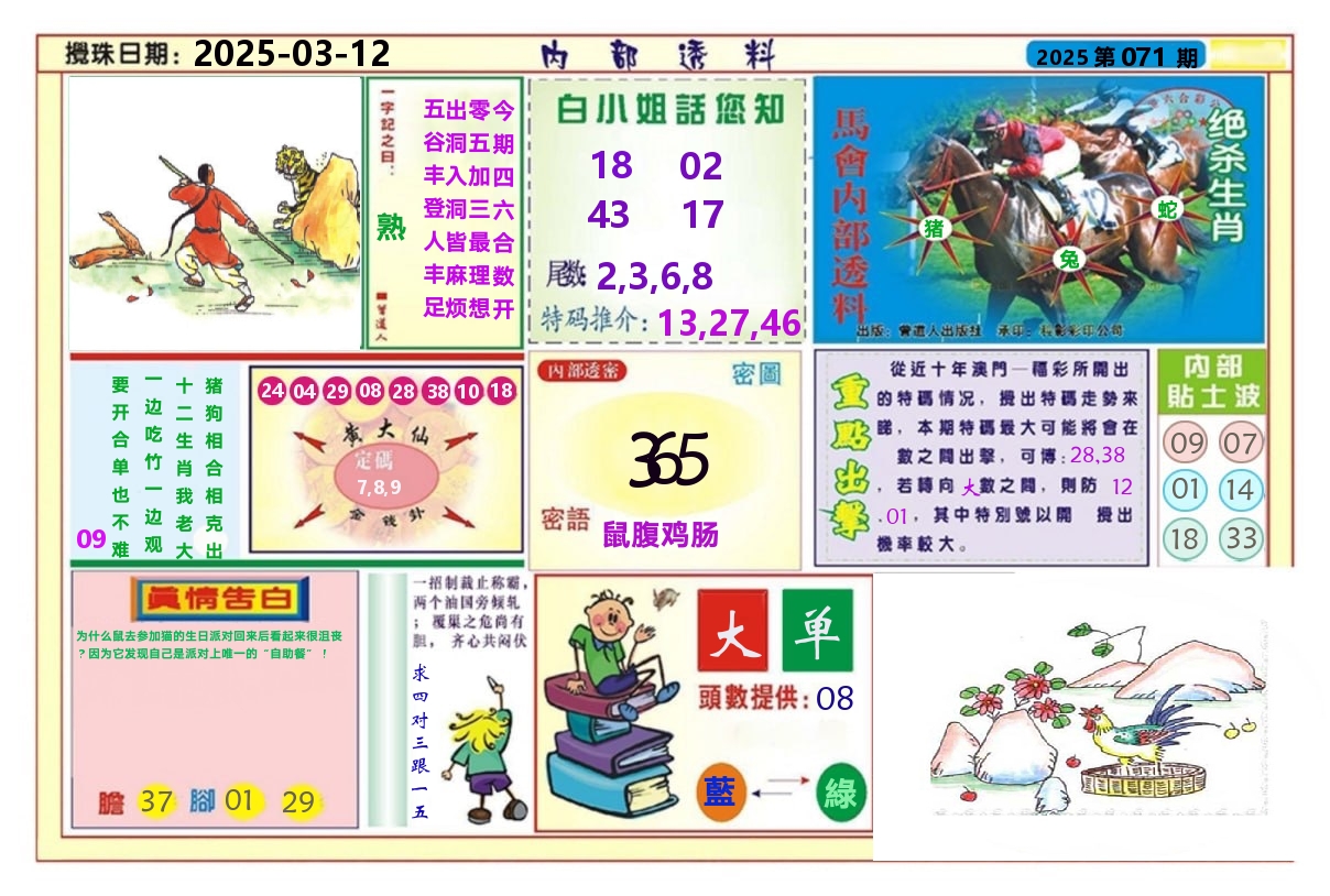 澳门内部透料A 第71期