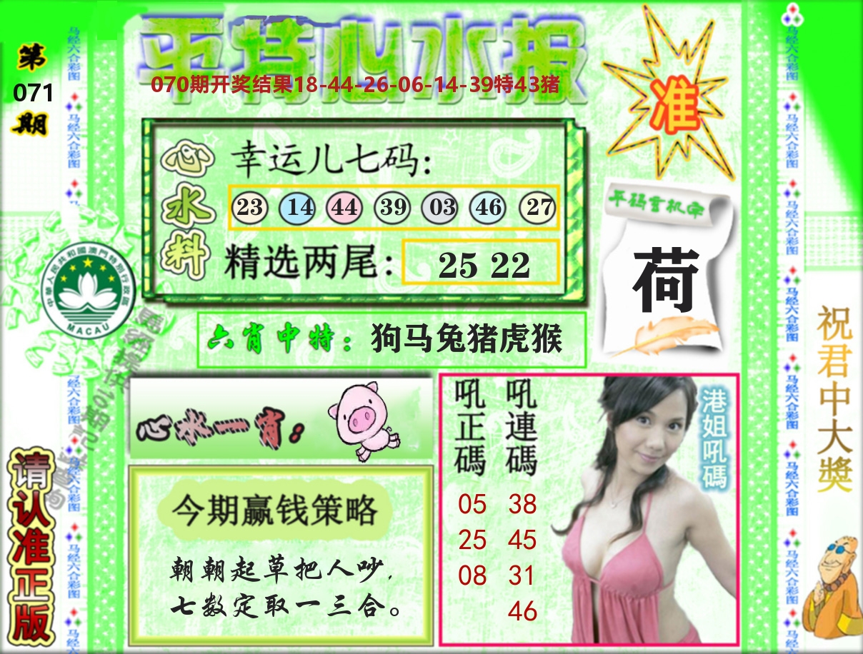 平特心水报 第71期