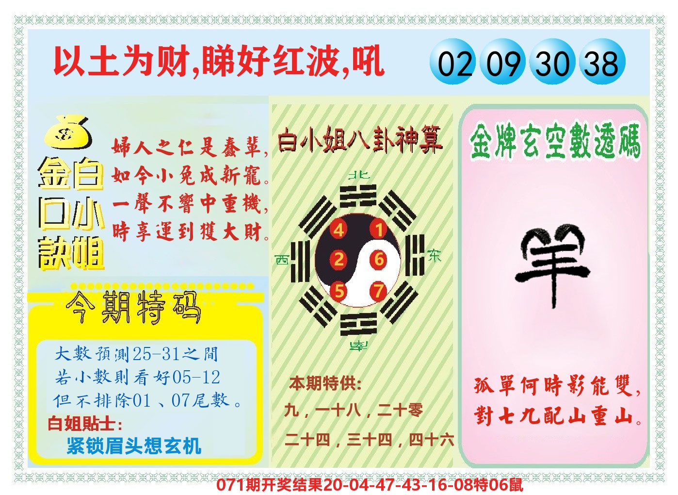 白小姐金口决 第72期