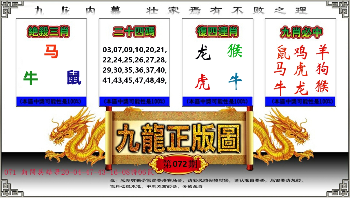 九龙正版图 第72期